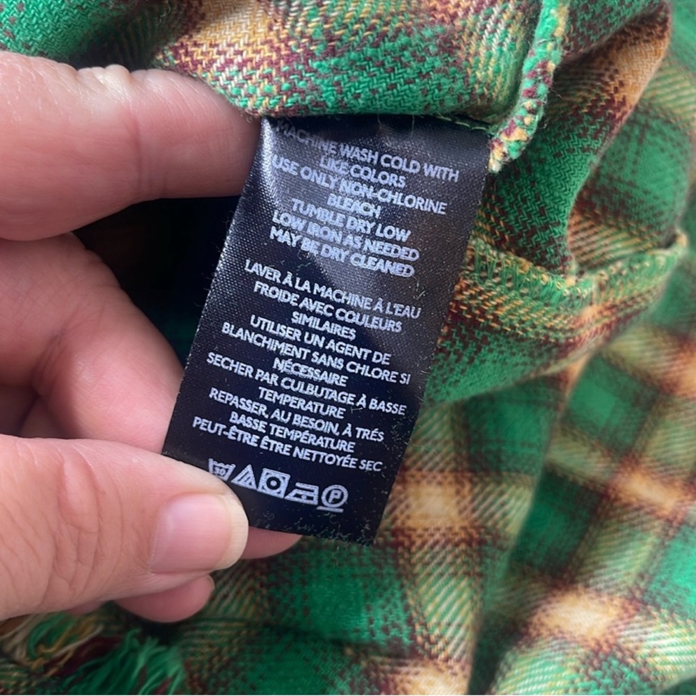 BDG / Urban Outfitters Brixton Distressed Flannel Shirt Green Size Small - Picture 11 of 12